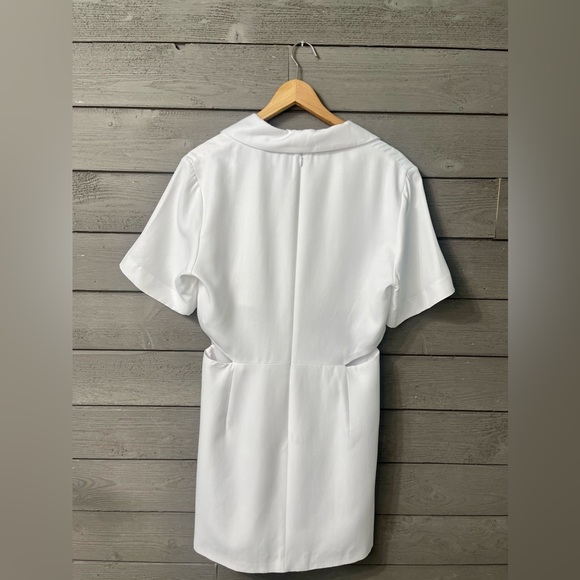NWT Zara White Cut Out Mini Dress Sz L Summer Cocktail Party Event Trend Style - Picture 14 of 16